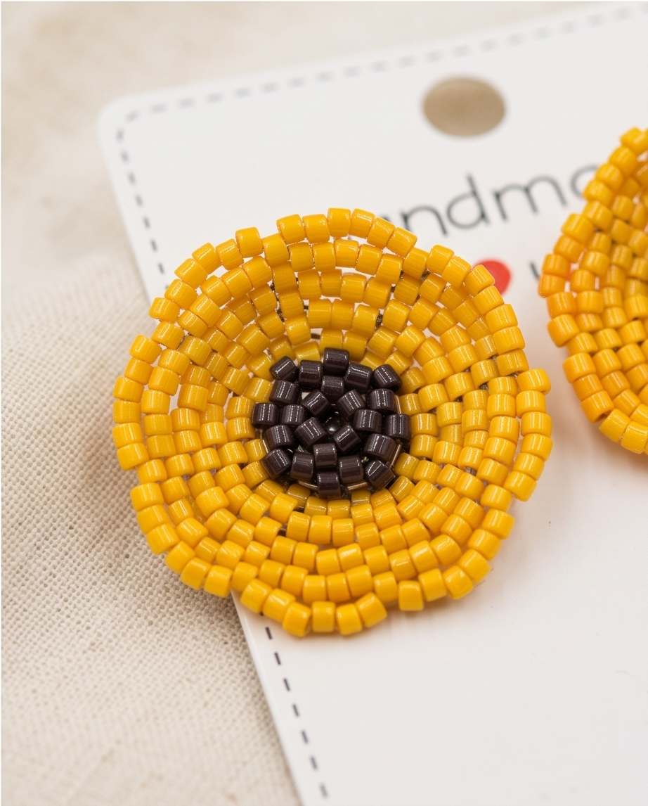 Beaded Flower Stud Earrings