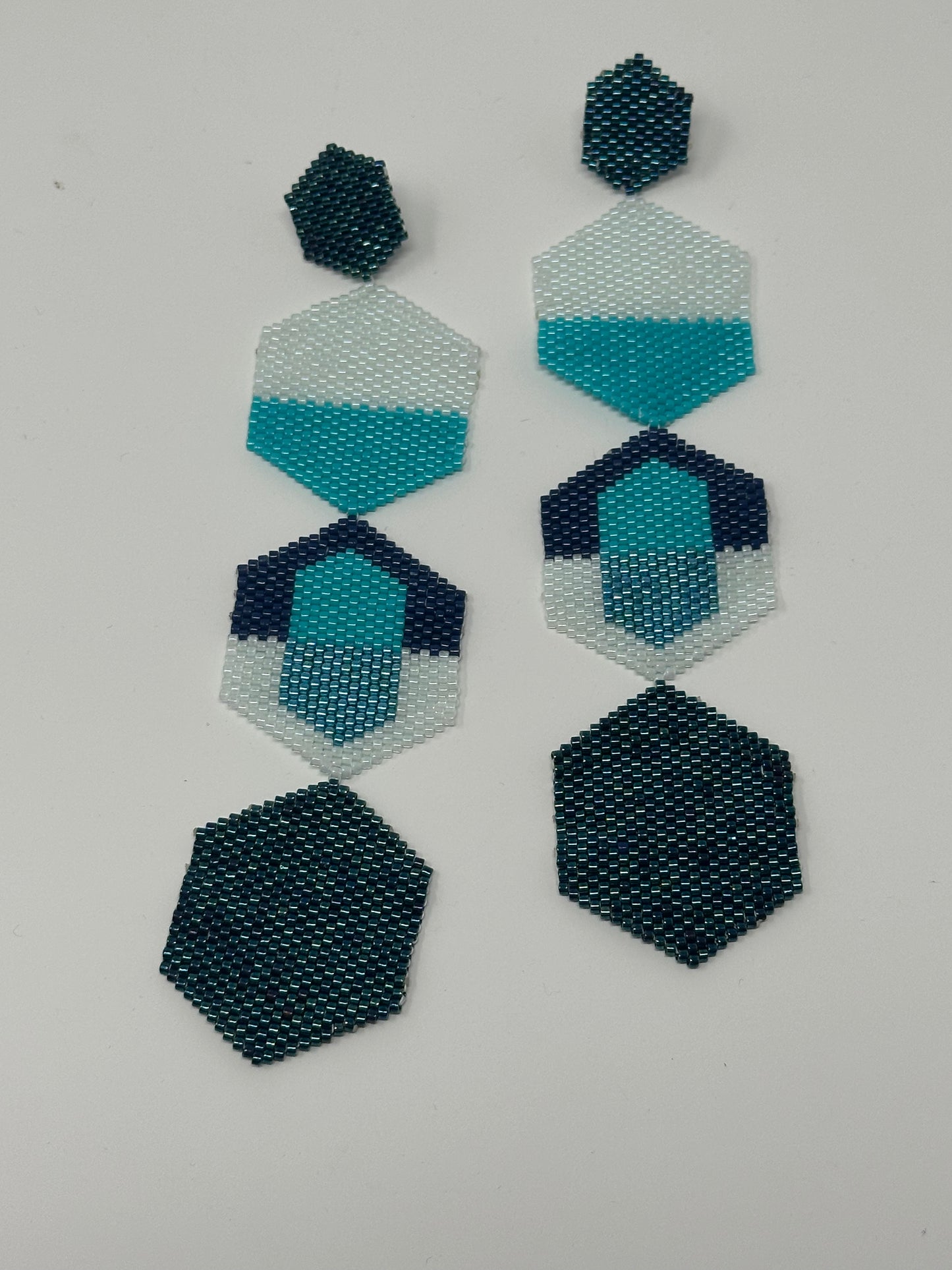 Blue Navy Hexagon MIyuki Earrings