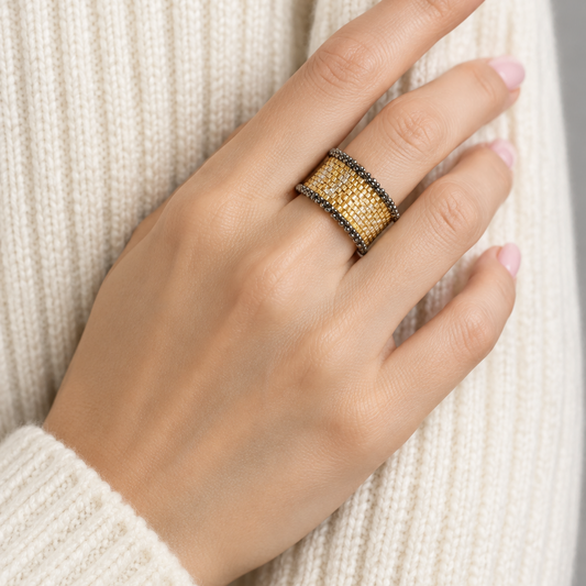 Metropolis — Gold, Silver & Miyuki Ring