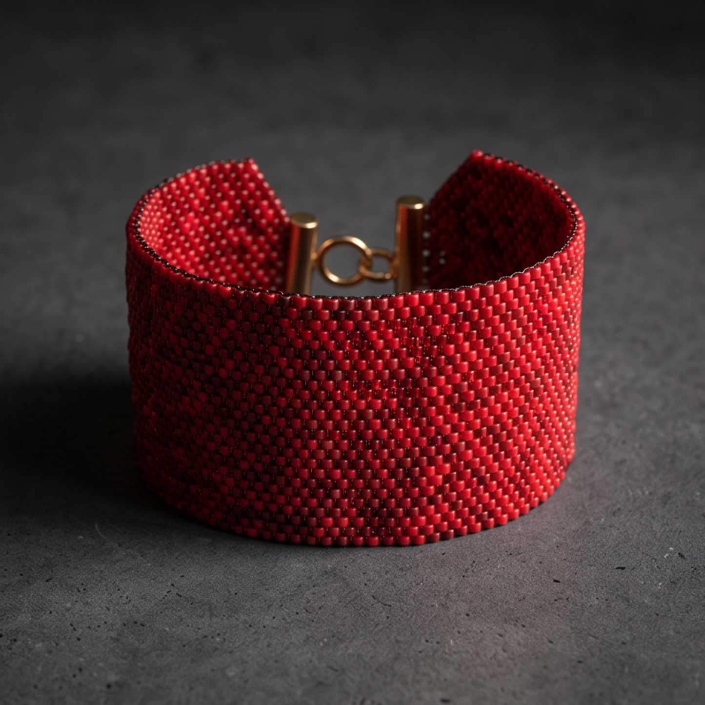The Dailot Crimson red Miyuki beaded cuff bracelet