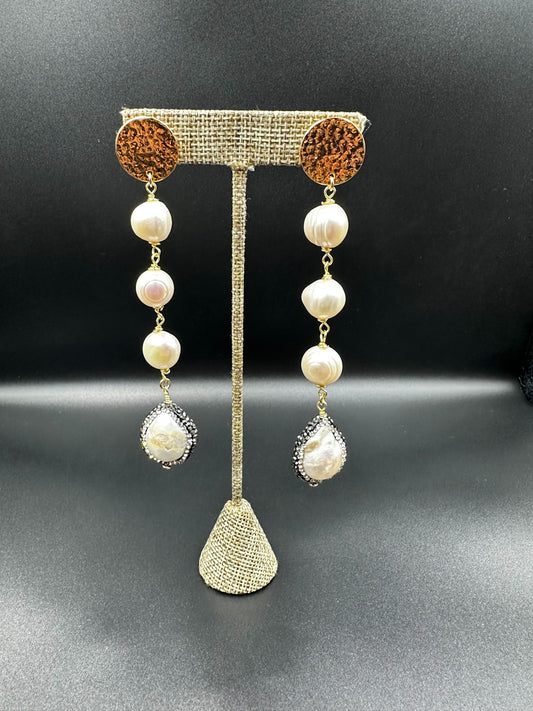 Pearls Earrings Micropave