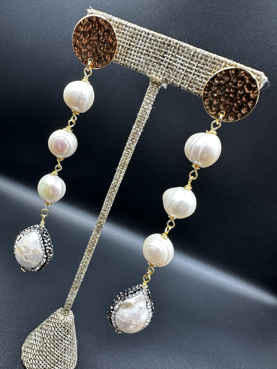 Pearls Earrings Micropave