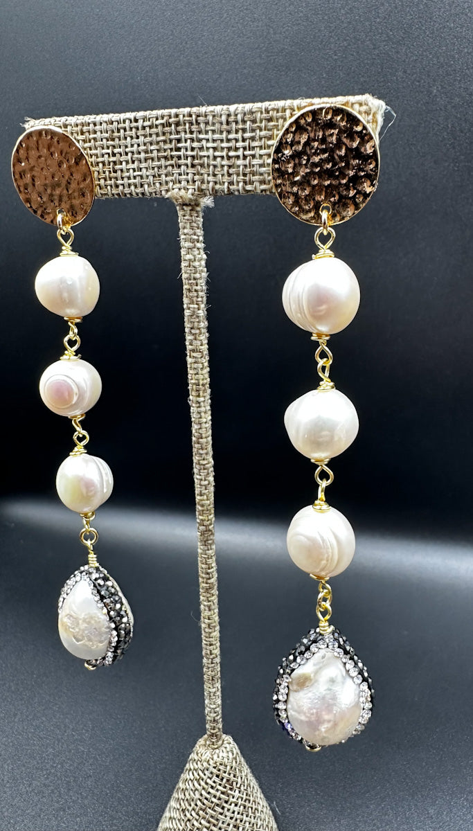 Pearls Earrings Micropave