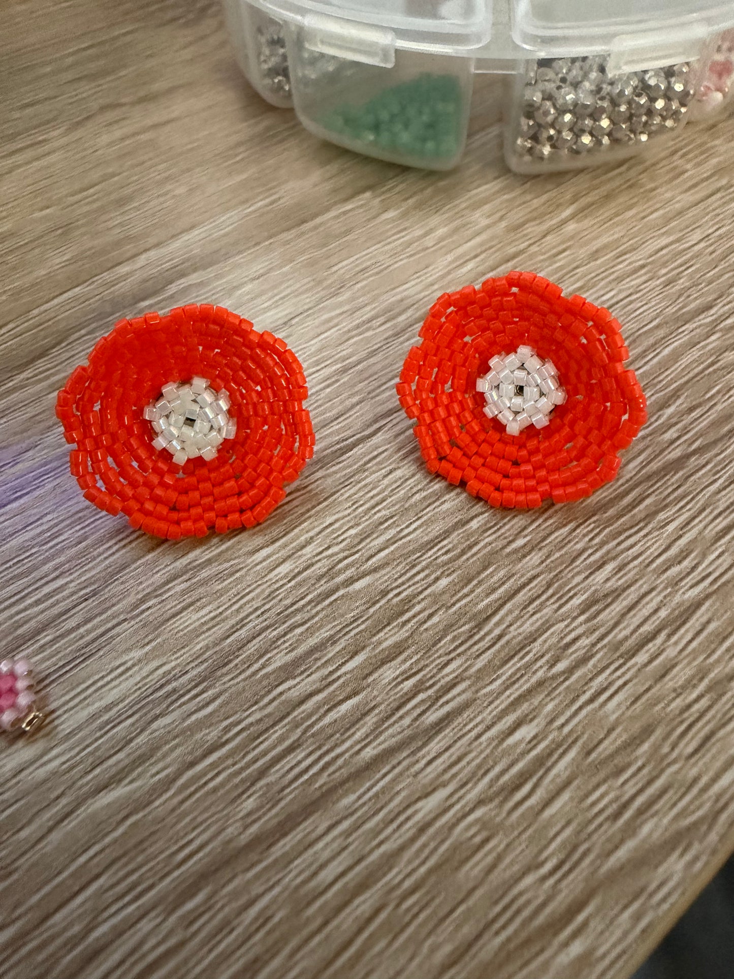 Beaded Flower Stud Earrings