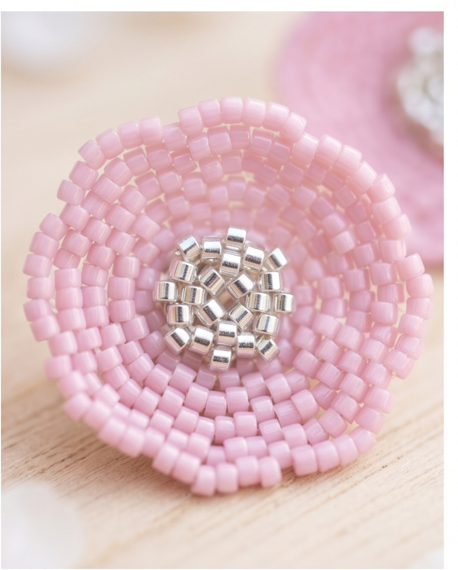 Beaded Flower Stud Earrings