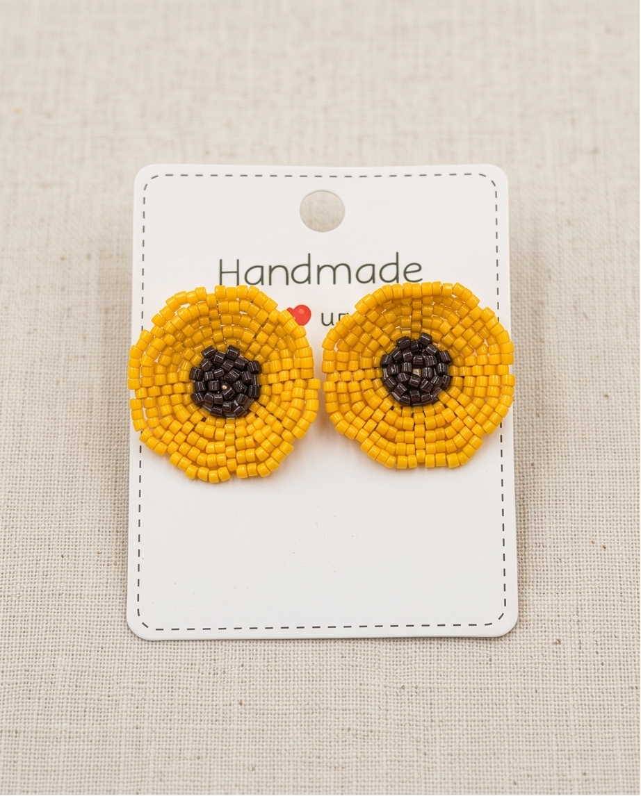 Beaded Flower Stud Earrings