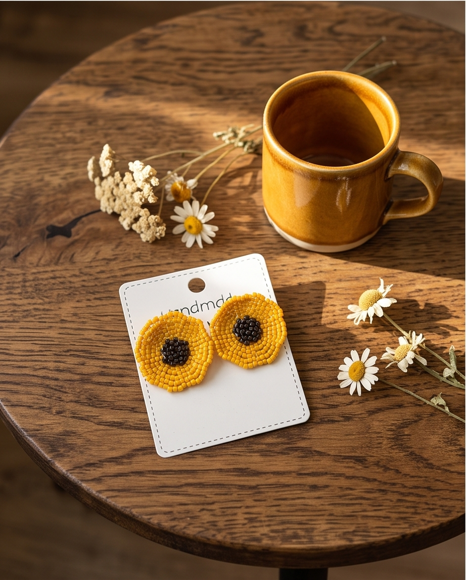 Beaded Flower Stud Earrings