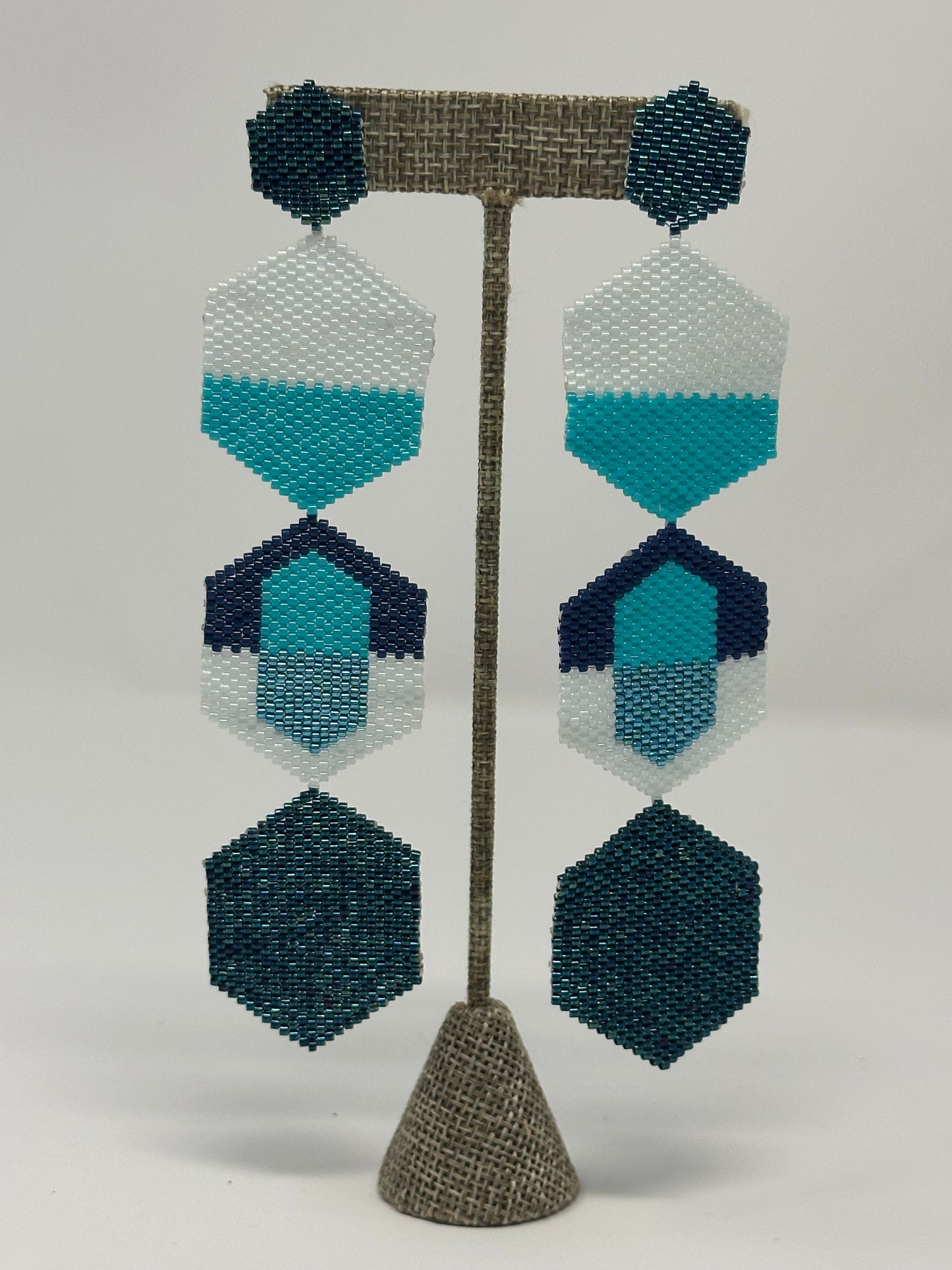 Blue Navy Hexagon MIyuki Earrings