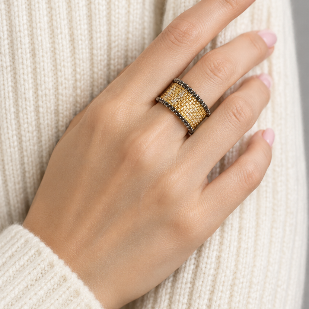 Metropolis — Gold, Silver &  Miyuki Ring