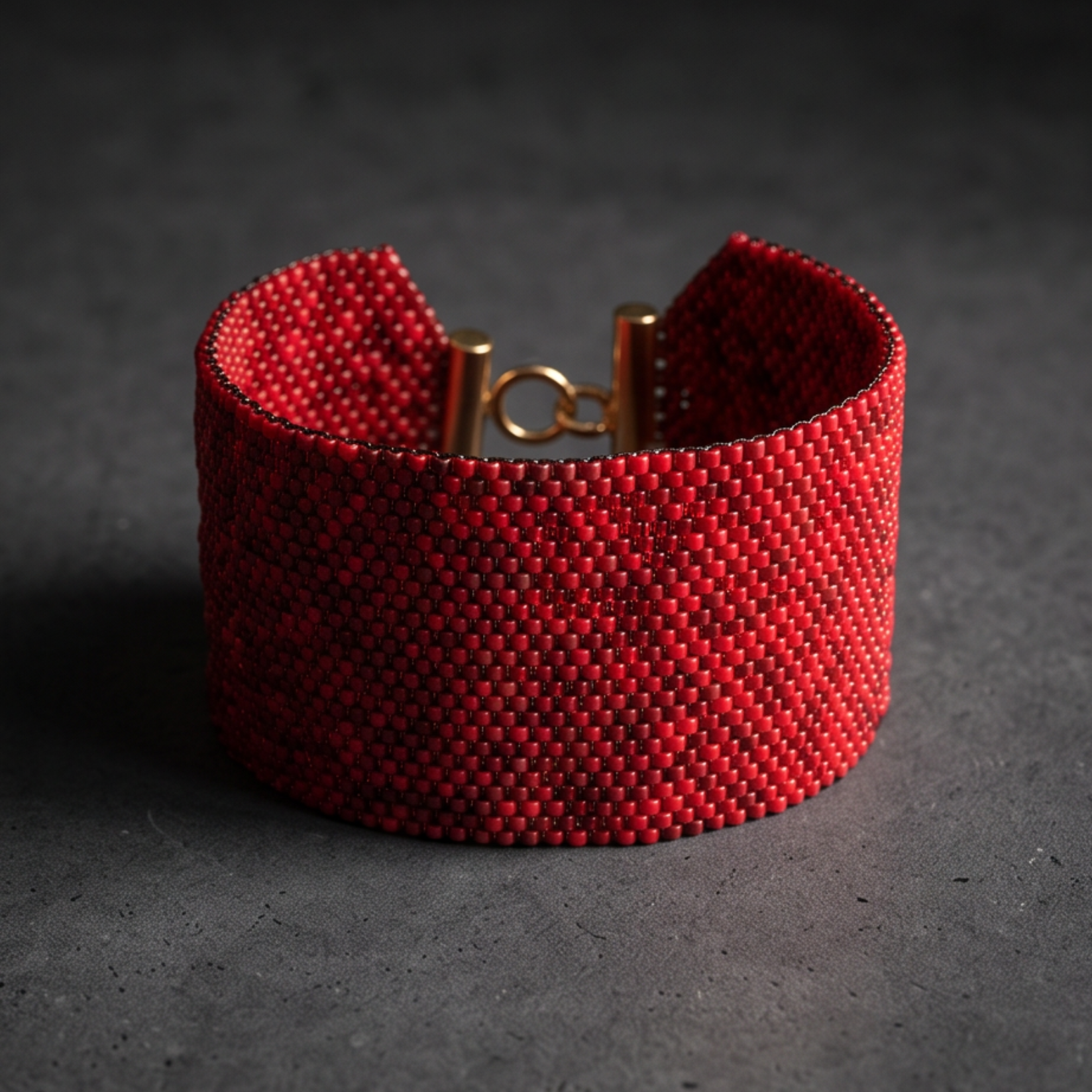  The Dailot Crimson red Miyuki beaded cuff bracelet 