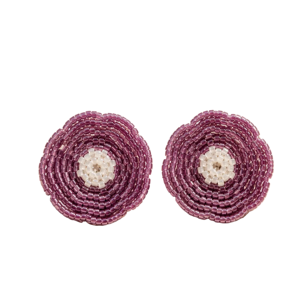 Beaded Miyuki earrings with white center 