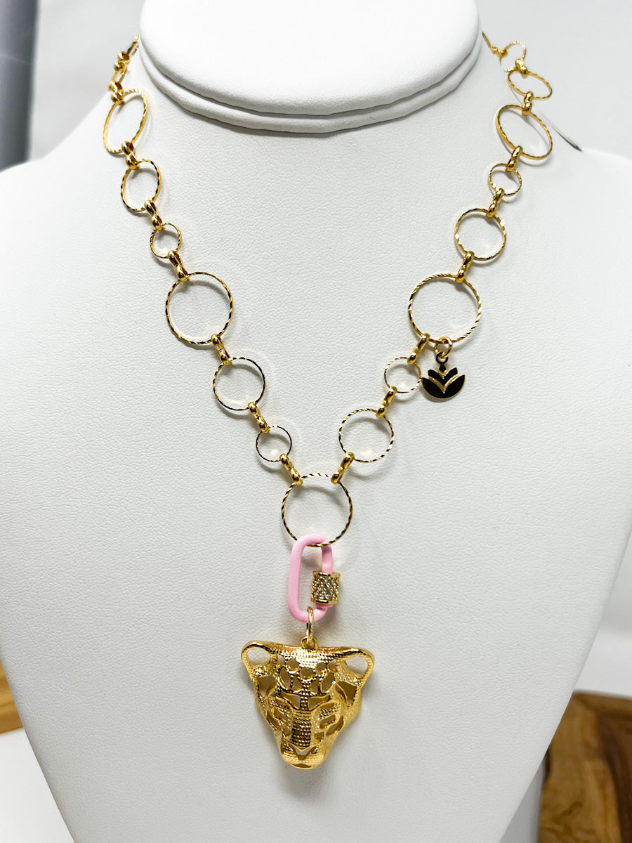 Gold Plated Tiger Pendant Necklace