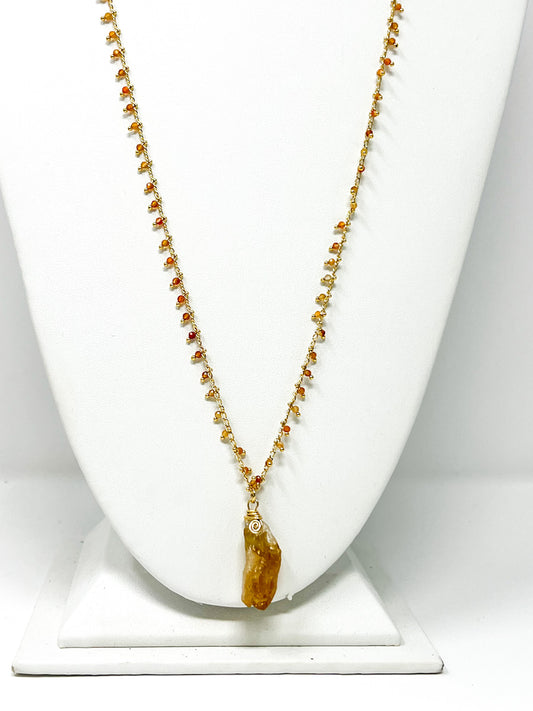 Rope Chain Citrine Necklace