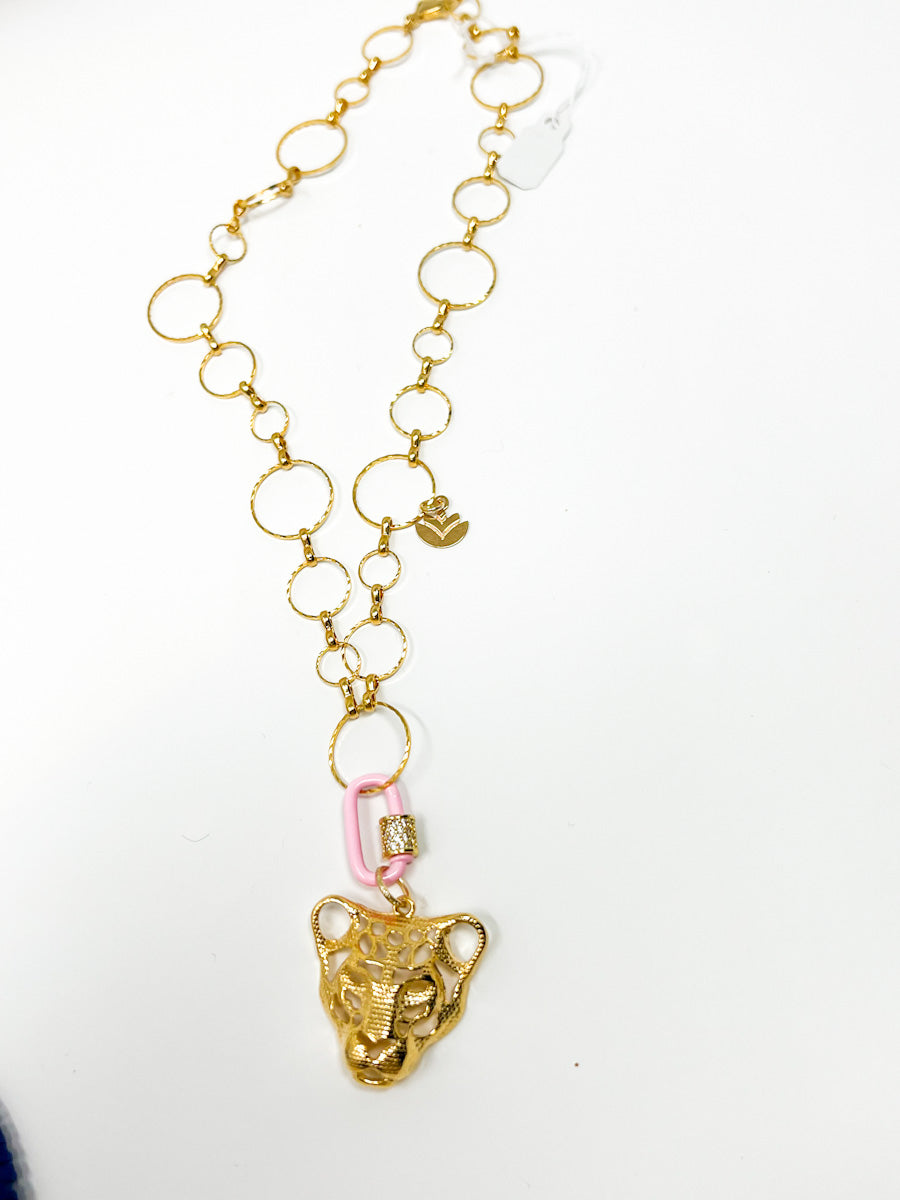 Gold Plated Tiger Pendant Necklace