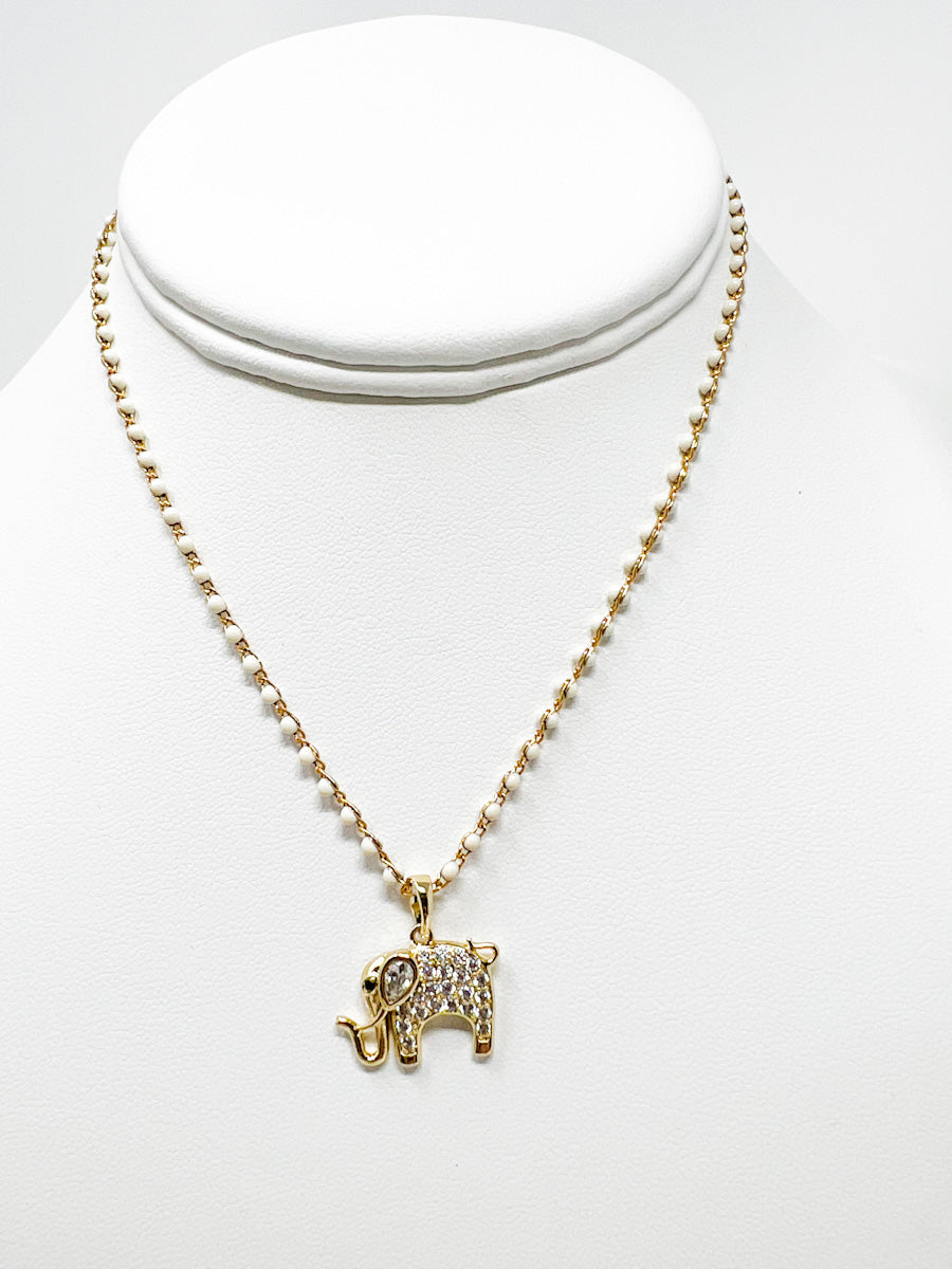 elephant pendant, gold plated chain