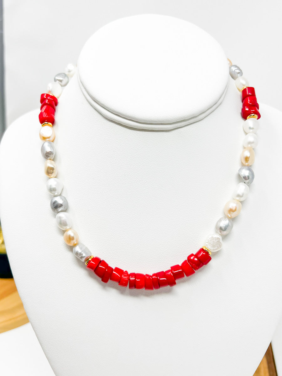 Coral and Pearls Necklace