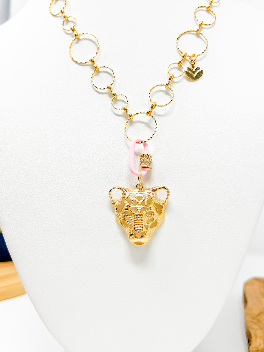 Gold Plated Tiger Pendant Necklace