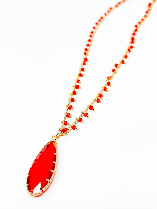 Red Crystal Drop Necklace